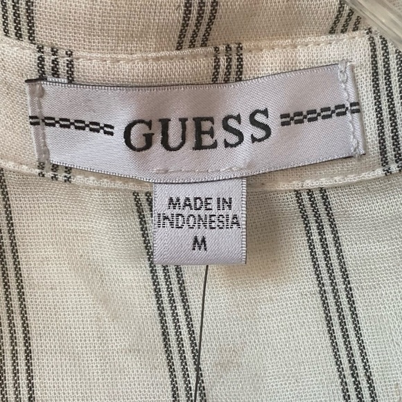 GUESS Rayon LINEN BLEND A-Line Cream Gray Dress Size Medium 8/10 NEW - Picture 8 of 10